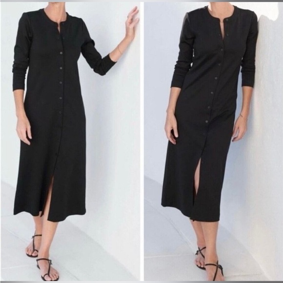 AYR Dresses & Skirts - NWOT AYR Serenity Button Down Black 100% Pima Cotton Luxury Midi Dress, size XS